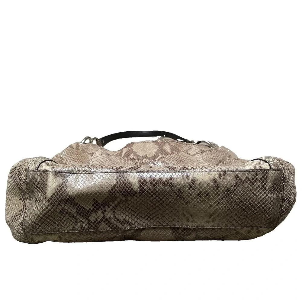 Coach Park Python Snake Print Leather Shoulder Hobo Bag Y2K Style Tan Shiny